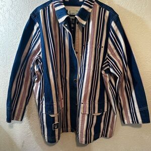 NWOT Vintage Men’s Lauren Ralph Lauren Blue, Red, and White Striped Shirt Jacket